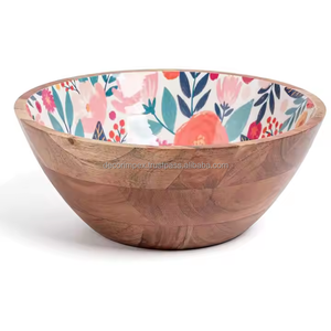Cuenco de madera con estampado esmaltado de diseño moderno, cuenco de madera hecho a mano de nuevo diseño, exportador mayorista - Product Image 2