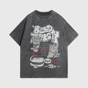 เสื้อยืดฮิปฮอปแบบมีลายกราฟิกสั่งทำได้ ทรงโอเวอร์ไซส์ ใส่ได้ทั้งผู้ชายและผู้หญิง ไซส์พลัส  โลโก้ด้านหน้า ล้างสีอ่อน คอกลม แขนสั้น ผ้าเจอร์ซีย์คอตตอน 100% - Product Image 1