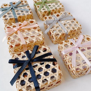 Hộp Quà Hình Khối Hộp Đan Bằng Tre Thủ Công Hộp Giỏ Quà Hình Vuông Nhỏ Xinh Xinh Cho Đám Cưới Giáng Sinh Sự Kiện Tiệc Sinh Nhật - Product Image 3