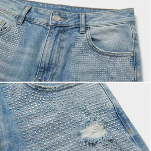 Shorts clásicos de mezclilla azul para hombre, corte relajado, algodón premium, casual de verano - Product Image 5