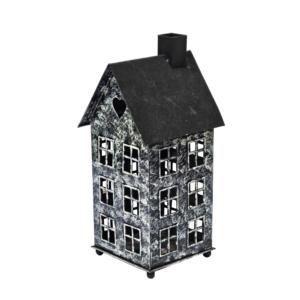Portavelas de metal estilo casa de pueblo, superventas, con ventanas detalladas, soporte rústico para velas votivas de granja - Product Image 5