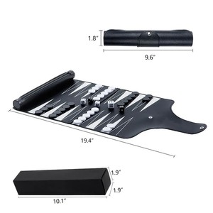Best Quality PU Leather Rolled Portable Lightweight Travel <b>Backgammon</b> Game-Family Fun Customizable <b>Set</b> - Product Image 5
