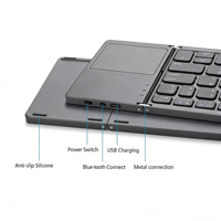 Teclado Bluetooth Triple Plegable IFacemall con Panel Táctil de Alta Sensibilidad, Teclado Portátil Ligero para Sistemas Android, iOS y Windows