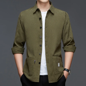 New Men Casual and Fashionable Long Sleeved Workwear <b>Shirt</b> Solid Color Comfortable and Breathable Versatile Top for All Seasons - Product Image 5