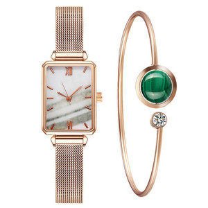 Reloj verde de moda al por mayor de fábrica con cierre magnético cuadrado, conjunto versátil para mujer que incluye pulsera y reloj de cuarzo - Product Image 5