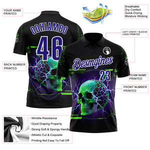 Camiseta de Alta Calidad con Nombre de Equipo Personalizado, Negra, Morado Oscuro y Blanca, Transpirable, de Secado Rápido, con Estampado 3D de Rayos, Bolsillo y Logotipo Personalizado - Product Image 2