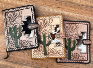 High Quality Hand Tooled Leather Ring Binder for <b>A4</b> Padfolio Business Document <b>Planner</b> Cowhide Zipper Portfolio Folder Organizer - Product Image 3