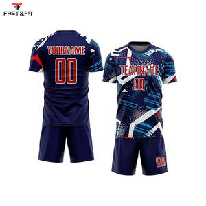 Maillots de football par sublimation 2026 en polyester et coton, manches courtes, unisexe adulte, anti-bactériens, séchage rapide, ensembles d'uniformes de football - Product Image 1