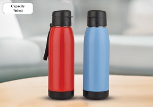 Bouteille d'eau isotherme en acier inoxydable noir, thermos anti-fuite à large ouverture 600 ml, couvercle, conservation de la chaleur 12-24 heures pour - Product Image 2