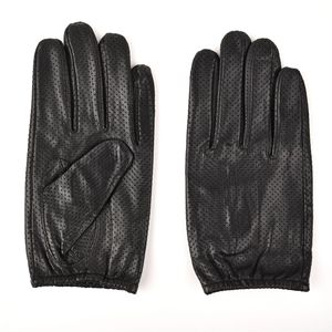 Gants de vélo en cuir, longueur poignet, respirants, sportifs, pour l'extérieur, printemps-été, non doublés, noirs - Product Image 6