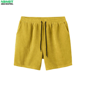 Ensemble de pyjama en velours côtelé jaune pour homme NAIMAT, chemise à manches courtes et short, couleur unie, respirant, tenue décontractée pour l'été - Product Image 6