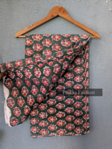 Tissu en coton biologique écologique imprimé au bloc Sanganeri pour la confection de robes de boutique, tissu imprimé de Jaipur doux et respirant - Product Image 5