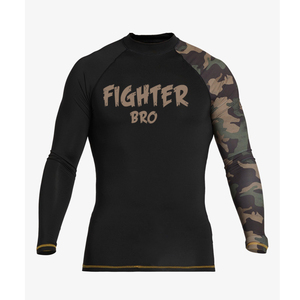 เสื้อรัดกล้ามเนื้อแขนยาวสีดำสำหรับผู้ชาย Fighter Bro แห้งเร็ว พิมพ์ลายโลโก้ด้านหน้า - Product Image 6