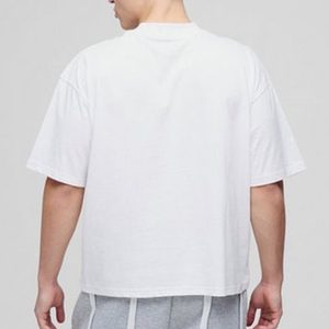T-shirt blanc en coton pour homme, 230g, col rond, anti-boulochage, manches courtes, coupe décontractée, motif lettres, style formel, vente en gros - Product Image 3