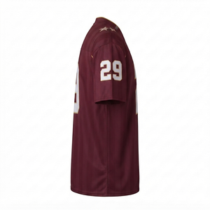 Custom Maroon Football Jersey Wholesale <b>Athletic</b> Team Uniform Striped Training Top Sportswear Manufacturer Short Sleeve 100% - Product Image 3