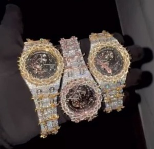 Reloj Clásico Cuadrado de Aleación en Tono Blanco con Moissanita, Totalmente Cubierto de Diamantes, Estilo Hip Hop, Movimiento de Cuarzo VVS, Reloj de Lujo Thorn con Cristal de Acero Inoxidable - Product Image 1