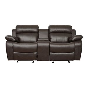 Contemporaneo parafitto in ecopelle marrone con doppio aliante reclinabile con Console centrale mobili da soggiorno moderni - Product Image 1