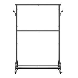 Appendiabiti a Rotelle in Acciaio al Carbonio Resistente, Capacità di Carico 68 kg, Barra Trasversale Regolabile con Ganci Laterali per Pantaloni - Product Image 1