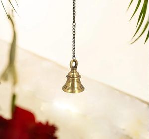 Handcrafted Brass Temple Bell with Hanging Chain Traditional Puja <b>Mandir</b> Home Decor Brass Temple Bell with Chain Ghanti for Home - Product Image 6