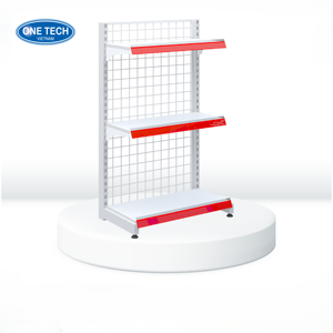One Tech Factory-direct 3-tier WIRE MESH SINGLE-SIDED GONDOLA SHELF Powder Coated Grid Anti Rust Non-Slip Retail Supermarket - Product Image 1