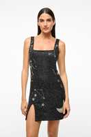 Robe Courte Droite de Luxe pour Femme avec Strass et Pompons – Tenue de Soirée pour Club, Anniversaire, Bal de Promo, Soirée, Spectacle à Las Vegas