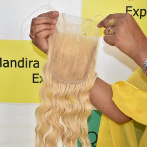 Paquetes de trama de Genius de cabello indio virgen Natural 5*5 cierre Rubio ondulado suelto onda profunda barato procesamiento químico libre de cabello humano - Product Image 4