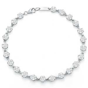 Bracelet de tennis en diamant de laboratoire, serti à griffes, 6,5 pouces, 4 mm, maillons ovales sculptés en forme de barre bombée, or 14K, taille ronde, vente en gros - Product Image 3