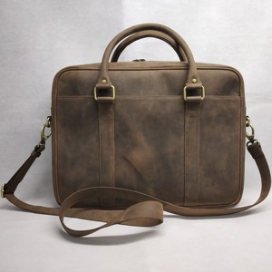 Sac à bandoulière en cuir Crazy Horse pour ordinateur portable, grande capacité, pour hommes et femmes, vente en gros - Product Image 2
