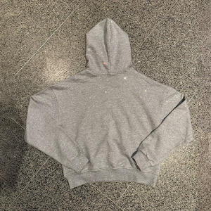 Sudadera con capucha unisex de felpa 100% algodón, 500gsm 450gsm, corte holgado con cremallera, estilo streetwear personalizado, con lavado ácido y vintage, y pedrería - Product Image 3