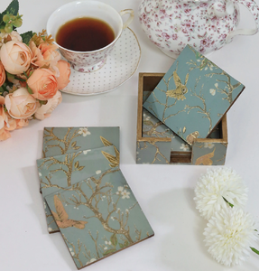 Decorative MDF <b>Enamel</b> Coaster Set With Unique Stylish Design Table Decorative <b>Cup</b> Glass Wooden Coasters With holder - Product Image 5