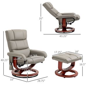 Swivel Recliner Chair with Ottoman 10 <b>Vibrating</b> Massage Faux Leather Reclining Chair <b>Remote</b> Control Premium Comfort Relaxation - Product Image 3