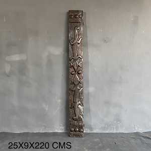 Panneau mural en bois sculpté à la main, style tribal Naga indien, décoration architecturale antique rustique pour hôtel, assortiment varié, 1 conteneur - Product Image 1