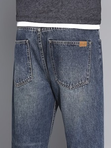 Jeans baggy classiques bleu foncé pour homme |   Pantalon en jean à coupe décontractée et jambes larges |   Pantalon décontracté à jambe droite, style streetwear urbain - Product Image 5