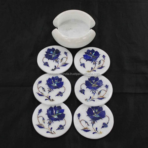 2025 sous-verres ronds en pierre de marbre faits à la main tapis et tampons de boisson personnalisés pour la maison Table de cuisine décorative pour Restaurant - Product Image 5