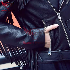 Elegante chaqueta de invierno de vaquero de moda para mujer Prendas de abrigo de cuero occidental genuino con relleno de algodón Fabricado en Pakistán - Product Image 6