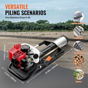 Recinzione a 2 tempi alimentata a Gas 52cc che accumula libbre T Post Driver con 3 teste per la guida in pila - Product Image 6
