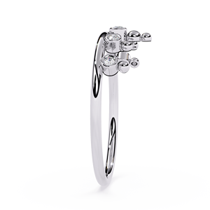 Anillo de Corona de Moissanita en Oro Blanco con Engaste de Bisel y Piedra Redonda, Banda Abierta, Joyería para Mujer, Regalo de Boda - Product Image 3