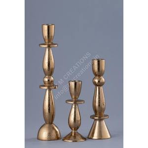 Ensemble de 3 bougeoirs dorés, décoration de mariage, support de bougie de luxe, accessoires de table, décoration moderne - Product Image 1