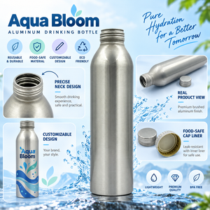 Botella de Agua de Aluminio de Vietnam, Tapa Metálica Plateada, Envase de Bebidas Reutilizable, Ligero, Precio de Fábrica, Alta Calidad - Product Image 4