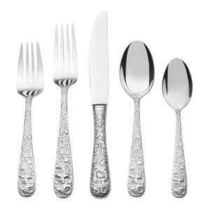 Ensemble de couverts en métal avec poignée gravée argentée pour la restauration, les hôtels et les cadeaux - Product Image 1