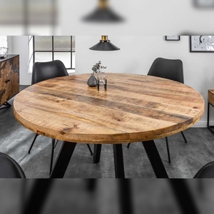 Vandana Natural Matter <b>dining</b> <b>table</b> IRON CRAFT 120cm <b>round</b> natural mango wood - Product Image 3