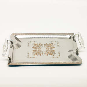 Plateau de service rond décoratif en métal avec poignée pour gâteaux, desserts, table à manger, décoration de la maison, cadeau, hôtel, restaurant, plateau de présentation - Product Image 6