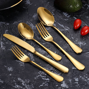 Ensemble de couverts de mariage personnalisés de luxe pour restaurant, cuillère, fourchette, couteau, en métal - Product Image 4