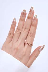 Faux Ongles à Presser Helios Gradient Champagne ABS, Forme Amande Nude, Paillettes Étoiles, Forme Personnalisée, Longueur Moyenne, 24 Pièces, Vente en Gros - Product Image 3