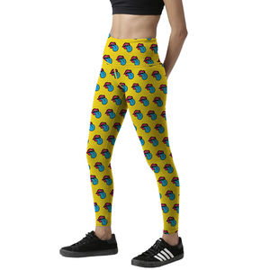 Leggings de yoga taille haute pleine longueur avec imprimé langue de dessin animé, en Spandex et Polyester, extensibles dans les quatre sens, taille élastique - Product Image 3