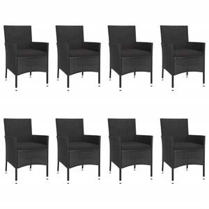 Ensemble de 8 tables et chaises de jardin en polyrotin noir, ensemble de meubles de salle à manger d'extérieur 9 pièces - Product Image 4