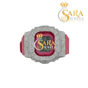 Premium Quality White Iced out Hip Hop Diamond <b>Watch</b> rubber strap <b>watch</b> with Full Crystal Dial and <b>Case</b> for Mens - Product Image 1