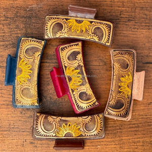 Gros Main Usiné En Cuir Pince À Griffes Peau De Vache Rectangle Fille Cheveux Griffe pour Femmes Cheveux Épais Art Cowboy Cheveux Accessoires - Product Image 3