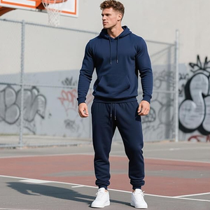 Mens Cotton Gym Tracksuit Outfit <b>Set</b> Hooded Sweatshirt and Jogger Pants Casual Daily Fashion Wear - Product Image 6