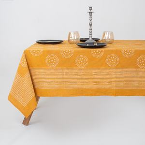 Mantel de algodón con estampado floral indio Dabu, mantel rectangular francés, cubierta para mesa de comedor. - Product Image 1